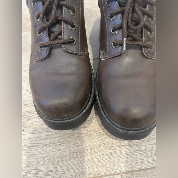 Vintage Y2K 90s Skechers Chunky Shoes Womens 7 Brown Leather Lug Sole Platform - Picture 3 of 11
